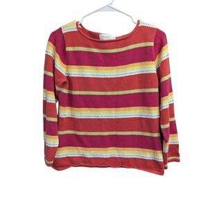 Pretty bright striped and beaded knit sweater by Susan Bristol size Medium